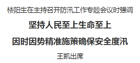 樓陽生主持召開防汛工作專題會議