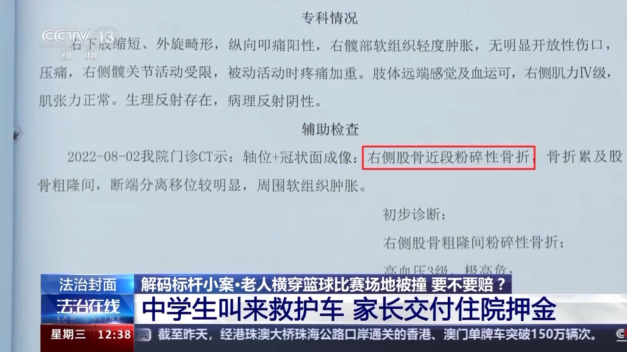 老人橫穿籃球比賽場地被撞要不要賠？法院判決→