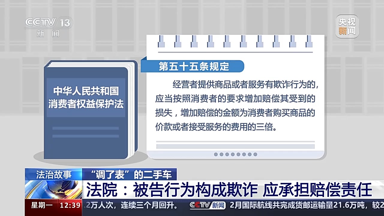 買二手車里程表被調(diào) 消費者能否要求“退一賠三”？