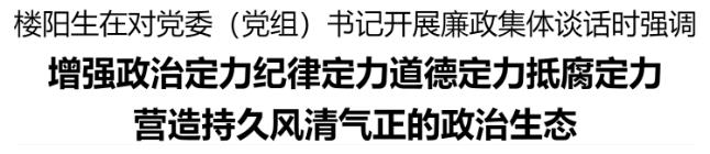 樓陽生對黨委（黨組）書記開展廉政集體談話